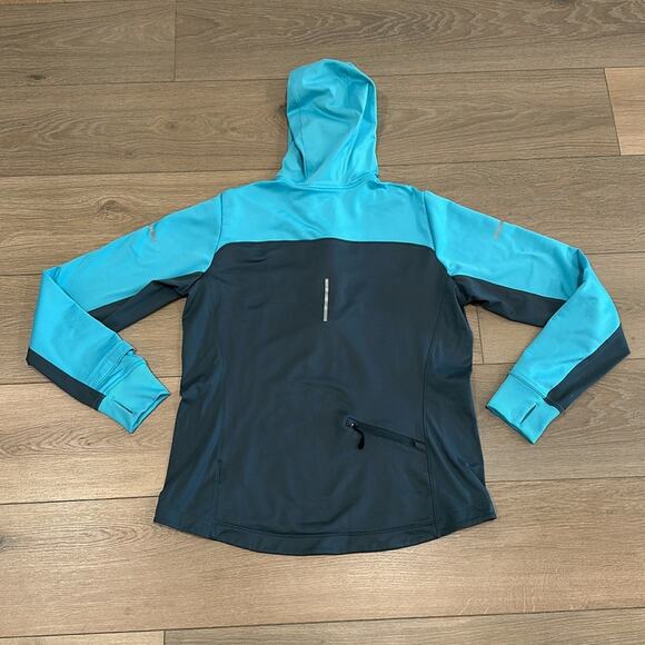 NIKE Gray Blue Dri-Fit Half-Zip Fleece Pullover Running Active Hoodie Size Large - Picture 3 of 13